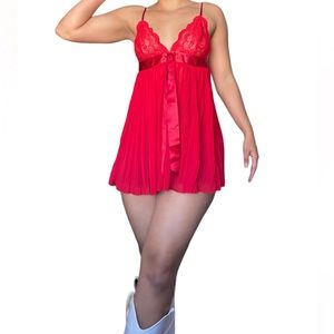 Victoria’s Secret red lace babydoll slip dress